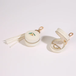 Eco friendly Mini Leather Portable Zipper Ring Jewelry <b>Box</b> Without Tassel Luxury Travel Mini Necklace <b>Earring</b> Storage Je - Product Image 1