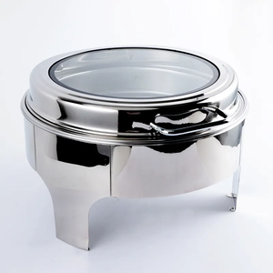 Matériel de service pour <span class=keywords><strong>buffet</strong></span> traiteur : Réchaud de <span class=keywords><strong>buffet</strong></span> <span class=keywords><strong>rond</strong></span> en acier inoxydable doré à système hydraulique, ensemble de réchauds de <span class=keywords><strong>buffet</strong></span> - Product Image 4