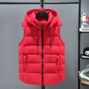 Chaqueta de invierno Chaleco Excelente sin mangas Abrigo térmico de plumón Tejido Hombres Puffer Sudadera con capucha extraíble Cálido Tallas grandes - Product Image 2