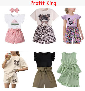 Ensembles de vêtements d'été en coton Profit King pour enfants, styles variés, hauts à manches courtes et shorts pour filles et garçons, tenues pour enfants - Product Image 3