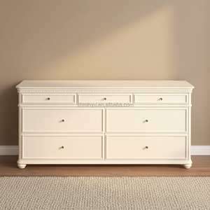 Cómoda de Madera Maciza de Roble de Estilo Francés MYHOME con Seis Cajones, Mueble de Almacenamiento Moderno y Lujoso para Dormitorio - Product Image 6