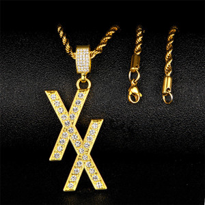 Nuevo collar con colgante inicial XX, cadena de aleación de Zinc chapada en oro/plata de 24 pulgadas, estilo Hip Hop, joyería para hombres para bodas y fiestas - Product Image 5