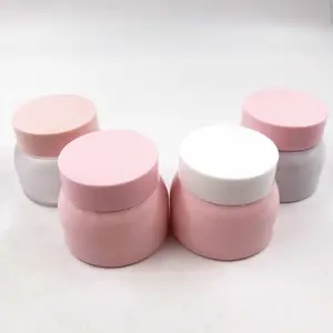 Glossy Pink Plastic 250g Cream Lotion Container Jars Empty Round jar skincare cream container for cosmetic skincare packaging