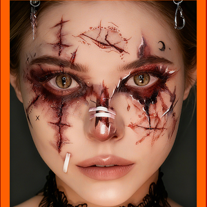 Autocollants de tatouage de cicatrices d'<span class=keywords><strong>horreur</strong></span> d'Halloween, transfert à l'eau, imperméables, maquillage de plaies sanglantes, autocollants de fête - Product Image 6
