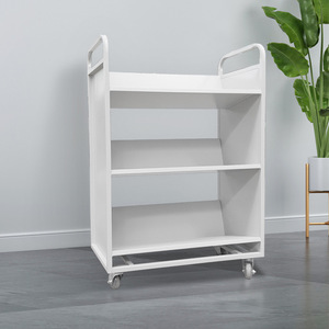 Carrito de Metal para Libros con Ruedas, Carrito para Libros con 3 Estantes Planos, Carrito para Libros de Biblioteca con Ruedas Giratorias Bloqueables - Product Image 1