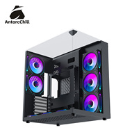 Gabinete Gaming AntarcChill Black Full Tower Panorámico con Panel de Vidrio Frontal y Lateral, Compatible con AIO de 360mm, ATX, USB 3.0