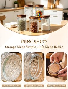 Vintage Frosted Glass 1 Gallon High Borosilicate Airtight <b>Storage</b> <b>Jar</b> Acacia Lid Tube Shape <b>Kitchen</b> Use Clear Glass Condiments - Product Image 3
