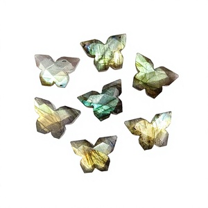 100 perles papillon en labradorite, breloques papillon en pierre précieuse facettée labradorite, perles papillon sculptées en labradorite - Product Image 1