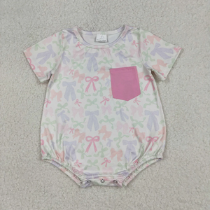 ชุดเสื้อผ้าเด็กผู้หญิงสำหรับฤดูร้อนพร้อมส่ง ลายโบว์สีพาสเทลสดใส ชุดเสื้อผ้าเด็กผู้หญิงสไตล์บูติก - Product Image 6