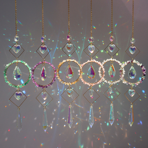 Attrape-soleil en cristal naturel Rainbow Maker, attrape-soleil circulaire en cristal suspendu, prisme arc-en-ciel - Product Image 5