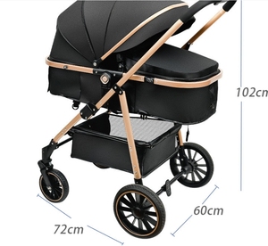 Sang trọng cao 3-in-1 có thể gập lại xe đẩy em bé pram với ghế xe nhẹ khung nhôm di động pushchair cho trẻ em - Product Image 2
