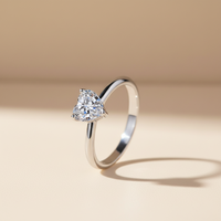Moissanite S925 argent sterling 1-2 carat coeur amour bague pour dames bijoux de mariage classique avec placage rhodium par marque