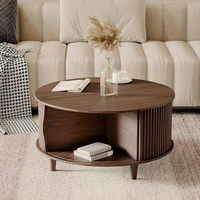 Table basse traditionnelle ronde en bois durable, écologique, facile à nettoyer, multifonctionnelle, avec rangement, pour salon, utilisation au bureau