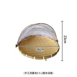 FLY-proof giỏ tre gấp nhà bếp trái cây rau bánh mì phục vụ khay di động ngoài trời dã ngoại Lưới <span class=keywords><strong>Net</strong></span> Bìa lưu trữ giỏ - Product Image 6