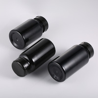 Pilulier en plastique PET personnalisé de 80ml 150ml 200ml contenant de supplément de capsule noire pour l'utilisation de stockage de comprimés de soins de santé