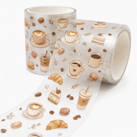 Rouleau d'autocollants en PET brillant personnalisé pour café, latte art, journal créatif et fournitures d'artisanat