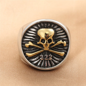 Men's Stainless Steel <b>Skull</b> <b>Ring</b> Gold Color Retro Punk Style Jewelry Gift 280696 - Product Image 4