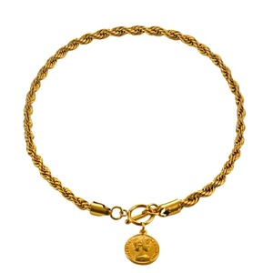 Chaîne en acier inoxydable pour femme avec pendentif pièce de monnaie, motif boucle OT, collier ras du cou largeur 6 mm - Product Image 1