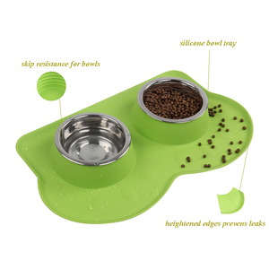 Gamelle en acier inoxydable pour chiens et chats, tapis de Silicone antidérapant, mangeoire pour animaux domestiques, bol d'alimentation pour chiens et chats - Product Image 4