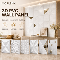 Panneau mural 3D en PVC MORLENX 500x500mm, motif géométrique miroir, revêtement mural décoratif pour hôtel et villa