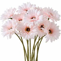 Buket Bunga Daisy Buatan Tangan Terlaris Musim Panas, Sentuhan Realistis, Bunga Sutra Putih Lembut, Bunga Pink Besar, Hari Valentine, Gaya Eropa