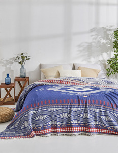 Diseño elegante 100% Manta de algodón Jacquard Throw 230x260cm 90x102 pulgadas Colección Jacquard Manta Colcha - Product Image 1