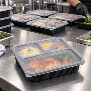 Boîte de préparation de repas en PP à 4 compartiments avec couvercle, sans BPA, compatible micro-ondes, réutilisable, boîte à lunch bento, logo personnalisé - Product Image 4