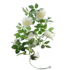 China wholesale cheap silk rose wedding decorative handing artificial flowers vine