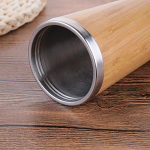 Seaygift-taza de café de viaje de bambú orgánico 100% natural, respetuosa con el medio ambiente, personalizada, vaso de madera de acero inoxidable de 450ml - Product Image 6