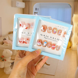 Uñas Postizas de Marcas Japonesas y Coreanas, Diseño de Dibujos Animados, Colores Mezclados, Longitud Media, Decoradas con Lentejuelas, para Mujeres y Niñas - Product Image 1