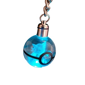 <strong>Cheap</strong> Wholesale Led <strong>Crystal</strong> Poke Keychains Custom 3d Laser Engraving Cartoon Character Led Light <strong>Crystal</strong> Keychain - Product Image 1
