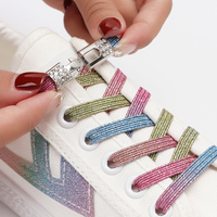 Presse strass métal serrure lacets sans attaches lacets élastiques Sneaker plat paresseux lacet pour chaussures pas de cravate lacets de sport