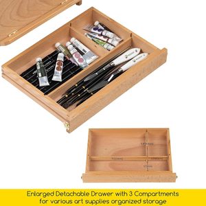 Chevalet de bureau en bois massif, petit chevalet pour enfants, chevalet d'art, hauteur réglable, tiroir, planche à dessin, support pliable - Product Image 3