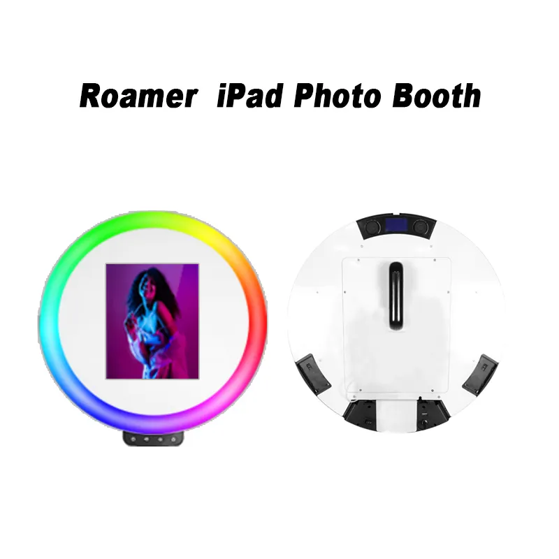 2024 New ipad Photo Booth Machine Shell Stand Roaming Oval 12.9 ipad Dslr PhotoBooth Roamer Kiosk mit Drucker und Lcd-Bildschirm