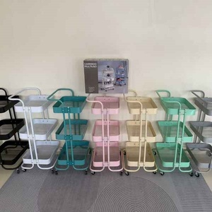 High Quality Metal Kitchen Rolling Utility <strong>Cart</strong> with Handle and Wheels Storage Trolley Multi-functional Storage Rack - Product Image 4