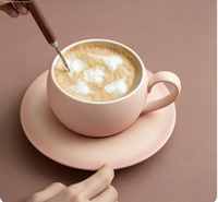 Ensemble de tasses à café en céramique mate de 300 ml et plateau, tasse à expresso en céramique pour restaurant, mug à lait pour le petit-déjeuner avec poignée, tasse à cappuccino