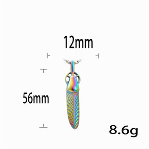 Titanium Steel Feather Pendant Stainless Steel Themed Pendant For Men Gift Jewelry 233069 - Product Image 3