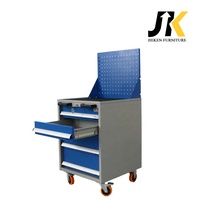 Chariot à outils robuste à roulettes, armoire à outils mobile en métal, 4 tiroirs, organisateur verrouillable avec panneau perforé pour atelier de mécanique