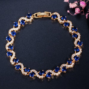 White Rhinestone-Set Colorful Diamond Classic Alloy Silver/Gold Plated <b>Chain</b> Link Bracelet Luxurious High-End European Fashion - Product Image 1