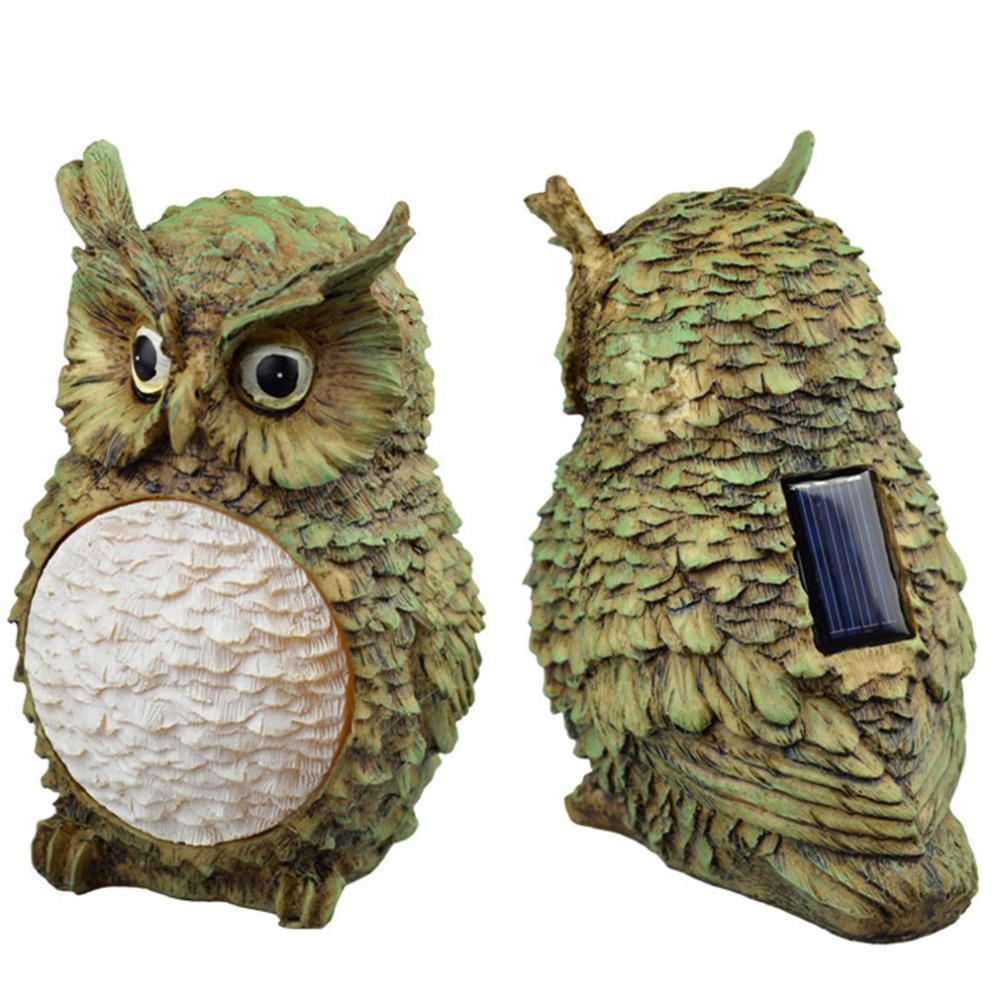 Уличная полимерная лампа в виде совы на солнечной батарее, водонепроницаемый Светодиодный светильник с орнаментом для животных, птиц, садовых ламп для внутреннего дворика