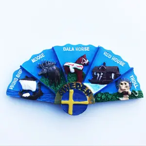 Logotipo sueco Custom atacado resina ímã frigorífico adesivo Home decor ímã geladeira viagem lembrança