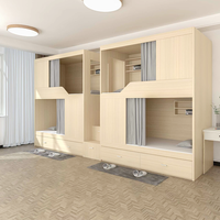 Lits Superposés en Bois Massif Style Capsule Spatiale pour Dortoir Étudiant, Appartement et Hôtel E-Sport