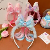 Bandeau de cheveux à nœud de dessin animé, princesse Elsa, mignon, exquis, bandeau de perruque, nœud dégradé, style féerique, accessoires pour cheveux de filles, bébé, cadeau