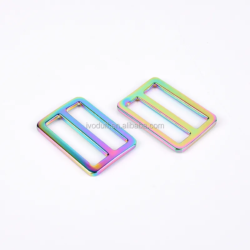 Ivoduff Flat Metal Slide Buckle Triglide Strap Rainbow Color For Bags