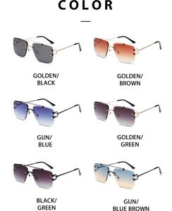 Gafas de Sol Personalizadas con Logotipo, Moda 2025, Retro, Metal Dorado, Montura Grande, UV400, Cuadradas, Sin Montura, para Hombre y Mujer - Product Image 5