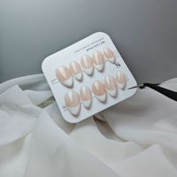 Prix de Gros Faux Ongles Autocollants Faits à la Main, Design Français Blanc, en Acrylique Personnalisés, Marque Privée