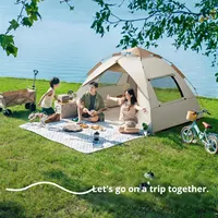 Tente familiale d'intérieur à ouverture instantanée, 2 portes, revêtement argenté, stable, imperméable (1000-1500mm), anti-UV/vent/moustiques, grand espace