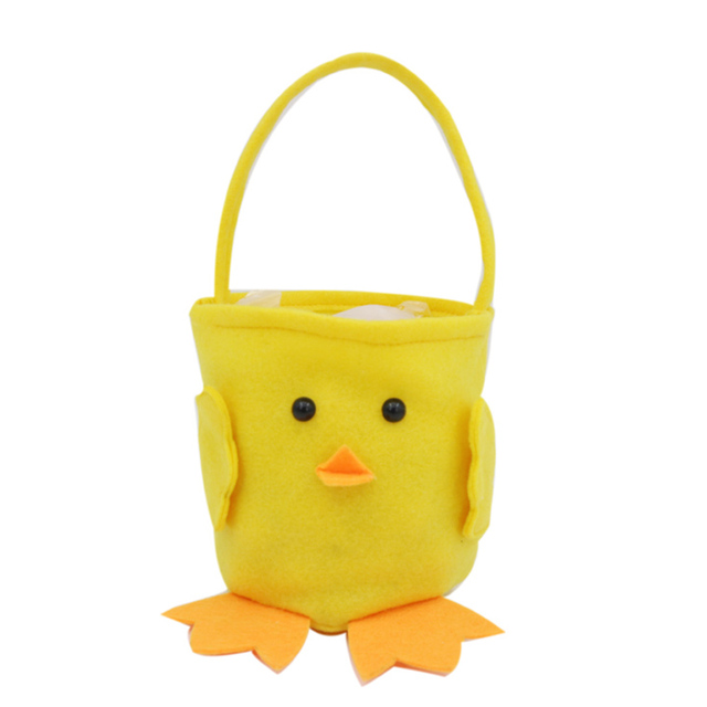 Decoration Factory Wholesale Easter Egg Basket Fabric Easter Bucket Personalized Egg Party Gift Easter Chick Tote Bag