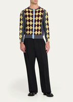 Pull pour homme rétro bicolore en tricot d'hiver avec motif Argyle, logo personnalisé, conception ODM