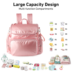 Manufacturer Custom Fashion Luxury Waterproof Nylon Padded Puffer Quilted <strong>Baby</strong> Diaper Bag Backpack Mommy Daypack <strong>Rucksack</strong> - Product Image 4